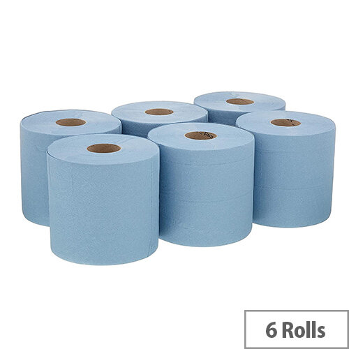 Kimberly-Clark Wypall L20 Tissues Refill Paper Rolls Control Centre Feed Blue Rolls Pack 6 7342