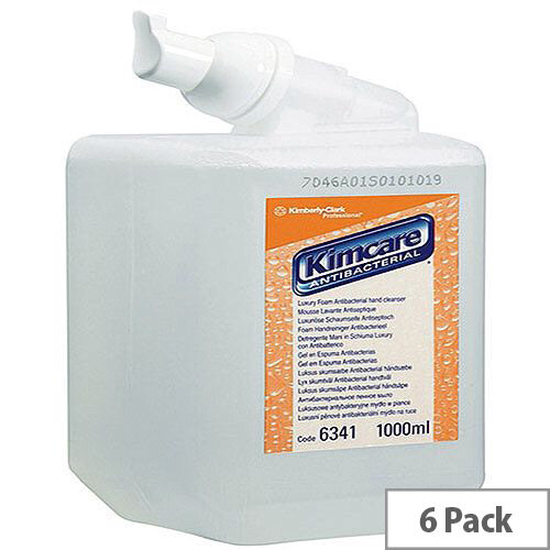Kleenex Pack of 6 AntiBacterial Foam Soap White Dispenser Cartridge Refills 1L 6341