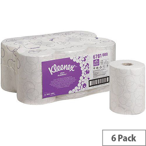 Kleenex Ultra Slimroll 2 Ply White Hand Paper Towel Rolls 100m (6 Rolls) 6781