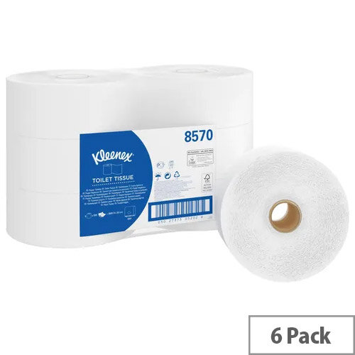 Kleenex Pack of 6 Jumbo Toilet Tissue White 190m 8570