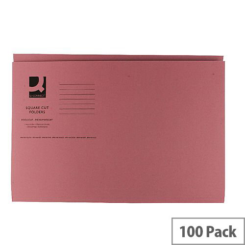 Q-Connect Pink Square Cut Folder Medium Weight 250gsm Foolscap Pack of 100 KF01187 Q-Connect Pink Square Cut Folder Medium Weight 250gsm Foolscap Pack of 100 KF01187