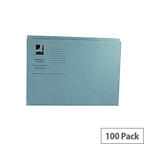 Q-Connect Blue Square Cut Folder Medium Weight 250gsm Foolscap Pack of 100