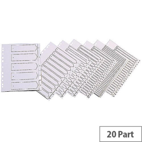 Index A4 Multi-Punched A-Z Polypropylene White Q-Connect KF01351 Index A4 Multi-Punched A-Z Polypropylene White Q-Connect KF01351