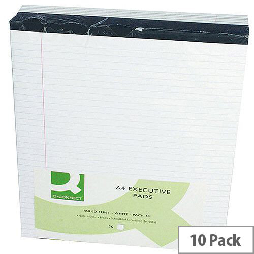 A4 Executive Pad Perforated Red Margin 50 Sheets Pack 10 Q-Connect A4 Executive Pad Perforated Red Margin 50 Sheets Pack 10 Q-Connect
