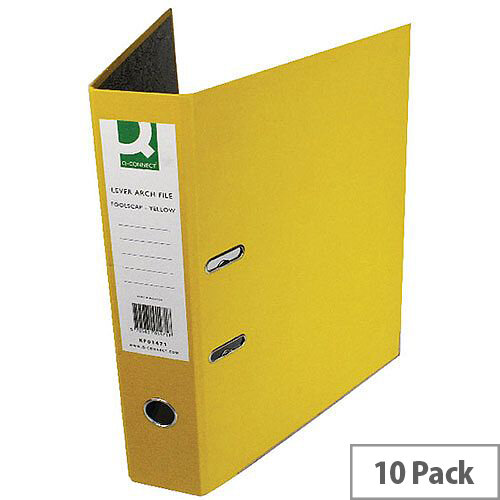 Q-Connect Yellow Foolscap Paperbacked Lever Arch File Pack of 10