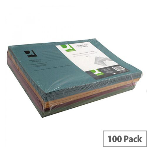 Q-Connect Square Cut Folder Medium-weight 250gsm Foolscap Assorted Pack of 100 KF01492 Q-Connect Square Cut Folder Medium-weight 250gsm Foolscap Assorted Pack of 100 KF01492