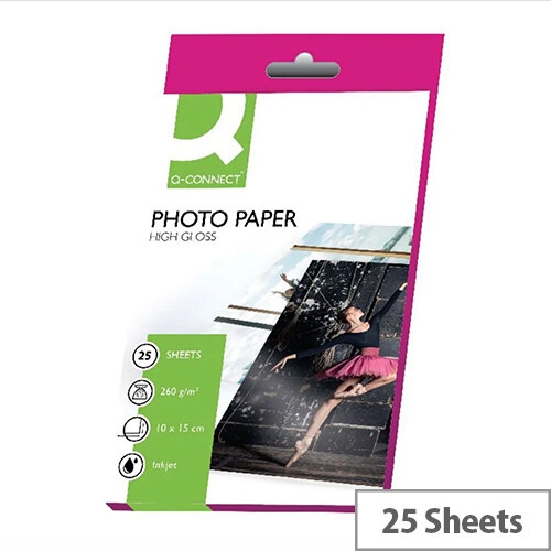 Q-Connect Photo Paper High Gloss 100x150mm 260gsm (Pack of 25)