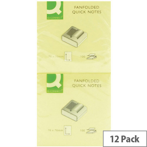 Q-Connect Fanfold Quick Note 75x75mm Yellow - Pack 12 x 100 Notes Q-Connect Fanfold Quick Note 75x75mm Yellow - Pack 12 x 100 Notes