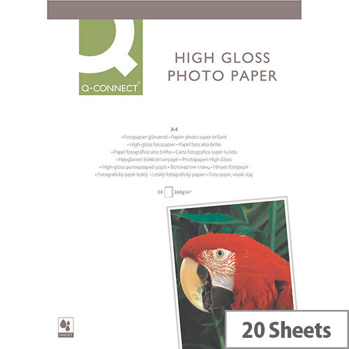 Q-Connect A4 Photo Paper High Gloss  260gsm White (Pack of 20)