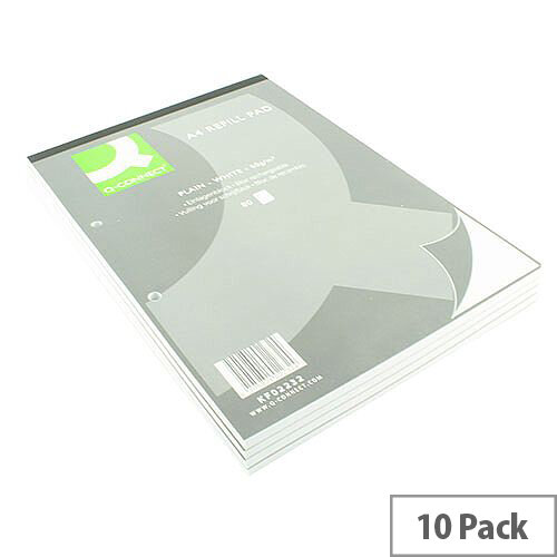 Refill Pad A4 Plain Punched 2-Hole Head Bound 80 Leaf 10 Pack Q-Connect Refill Pad A4 Plain Punched 2-Hole Head Bound 80 Leaf 10 Pack Q-Connect