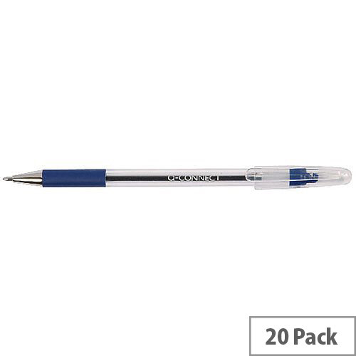 Q-Connect Stick Ballpoint Pen Medium Nib Blue KF02458 Pack of 20 Q-Connect Stick Ballpoint Pen Medium Nib Blue KF02458 Pack of 20