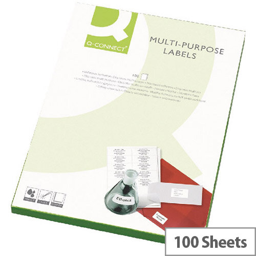 Q-Connect Copier Labels 210x287mm 1 per A4 Sheet Butt Cut Pack of 100 White Q-Connect Copier Labels 210x287mm 1 per A4 Sheet Butt Cut Pack of 100 White