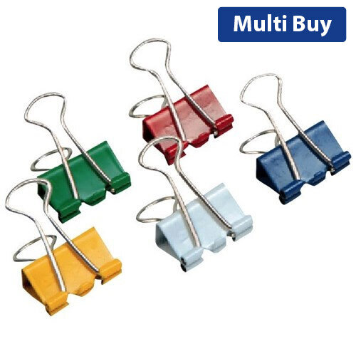 Q-Connect Foldback Clip, 24mm, Assorted Colours (Pack of 10) - Colourful Document Clips for Easy Organisation