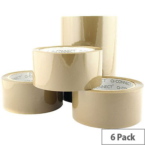 Q-Connect Low Noise Polypropylene Packaging Tape 50mm x 66m Brown (6 Pack) Q-Connect Low Noise Polypropylene Packaging Tape 50mm x 66m Brown (6 Pack)