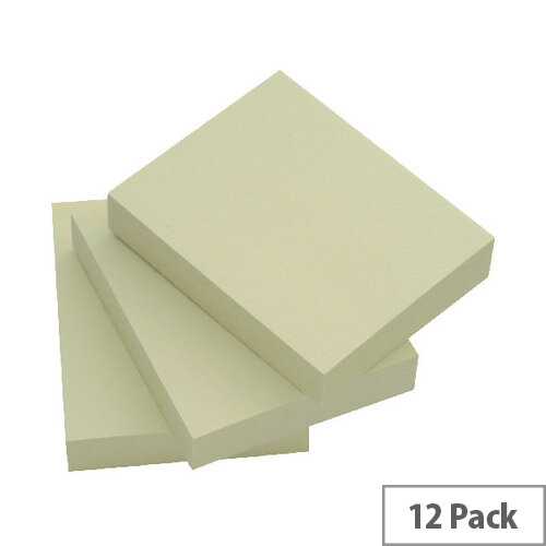 Q Connect Quick Note Repositionable Pad 38x51mm Yellow Pack 12