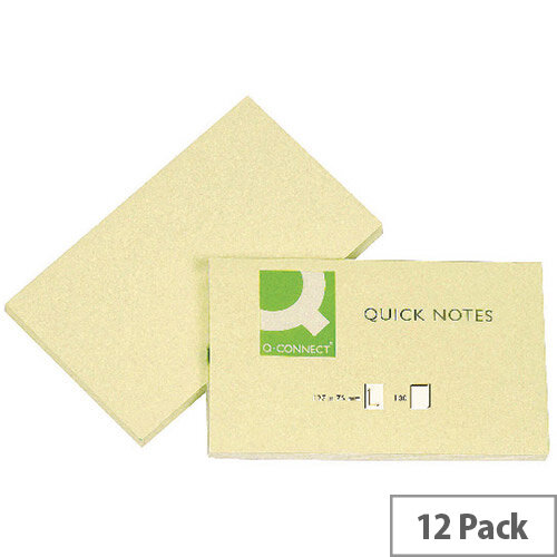 Q Connect Quick Note Repositionable Pad 76x127mm Yellow Pack 12 Q Connect Quick Note Repositionable Pad 76x127mm Yellow Pack 12
