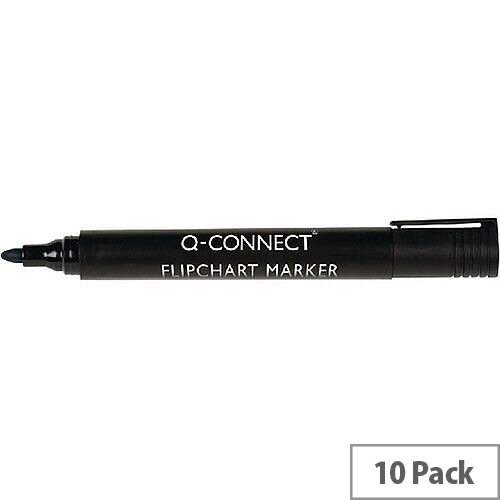 Q-Connect Flipchart Marker Bullet Tip Black 10 Pack KF15392