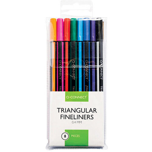 Q-Connect Triangular Fineliners Assorted Colour Pack of 8 KF18050