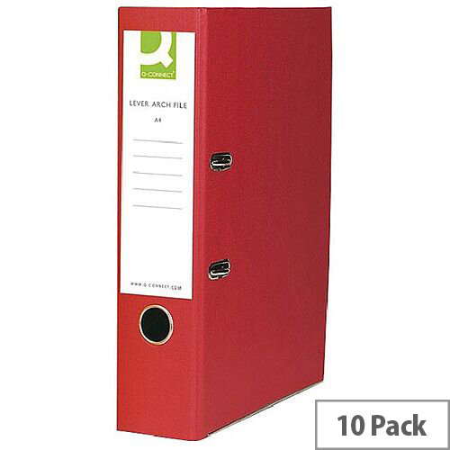 Foolscap Lever Arch File Paper Board Red 10 Pack Q Connect