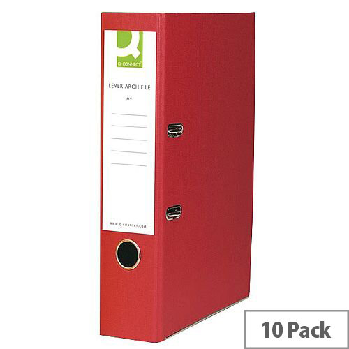 Q-Connect Lever Arch File Foolscap Polypropylene Red 10 Pack