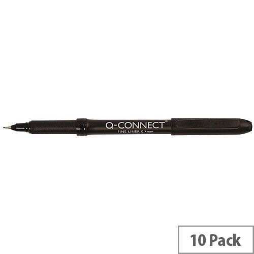 Fineliner Pen Medium 0.4 Black 10 Pack Q-Connect