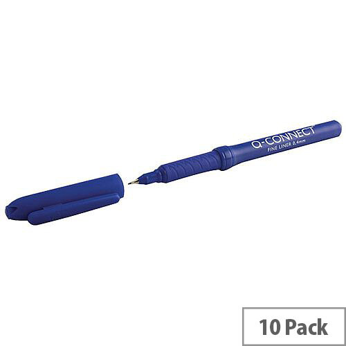 Fineliner Pen Medium 0.4 Blue Q-Connect Pack of 10