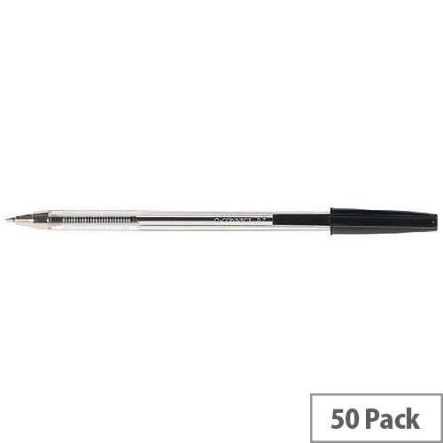 Q-Connect Ballpoint Pen Medium Black 50 Pack Ventilated Cap, Conforms To BS7272, Medium Nib, Smooth Finish, 2,000 Metres of Writing (KF26040)