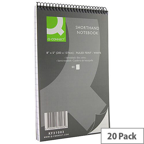 Shorthand Notebook 80 Leaf Ruled Feint 203x127mm 20 Pack Q-Connect Shorthand Notebook 80 Leaf Ruled Feint 203x127mm 20 Pack Q-Connect