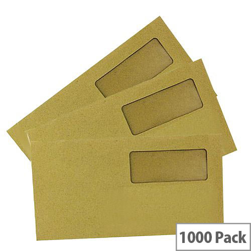 Q-Connect Envelope DL High Window 70gsm Manilla Gummed Pack of 1000 KF3409