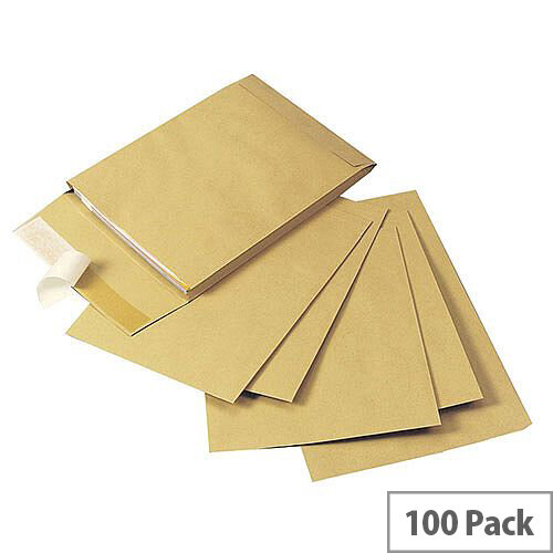 Q-Connect Gusset 120gsm Envelope C4x25mm Manilla Peel and Seal Pack of 100 KF3527