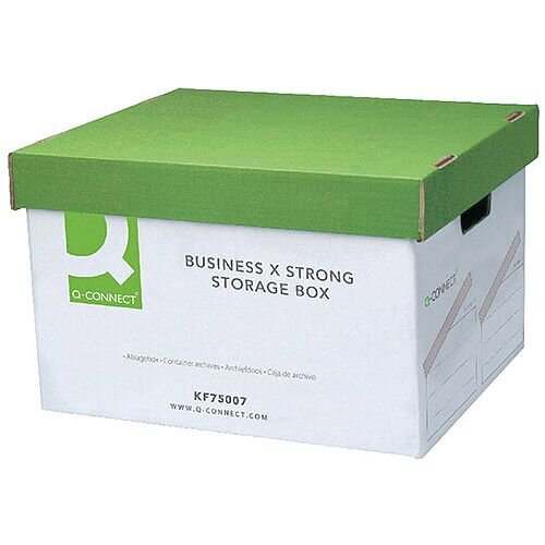 Q-Connect Extra Strong Business Storage Box W327 x D387 x H250mm 10PK Green and White