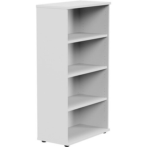 Medium Tall Bookcase with Adjustable Shelves and Floor-leveller Feet W800xD420xH1490mm White Kito Medium Tall Bookcase with Adjustable Shelves and Floor-leveller Feet W800xD420xH1490mm White Kito