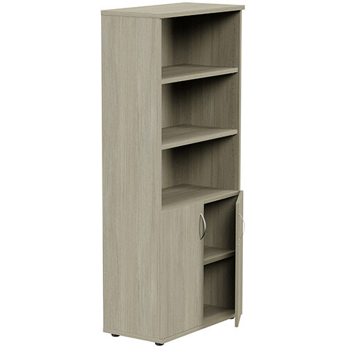 Tall Cupboard Part-Open Lockable Bottom Doors W800xD420xH1850mm Arctic Oak Kito Tall Cupboard Part-Open Lockable Bottom Doors W800xD420xH1850mm Arctic Oak Kito
