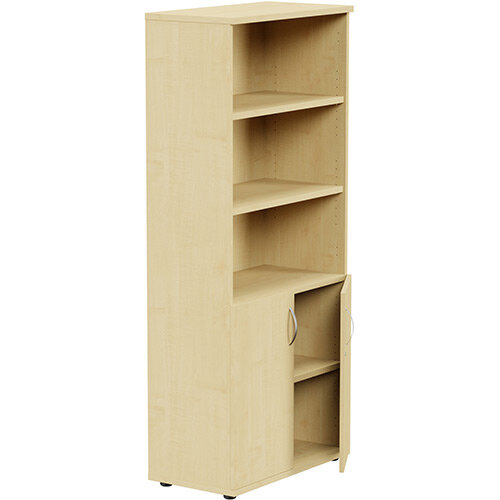 Tall Cupboard Part-Open Lockable Bottom Doors W800xD420xH1850mm Maple Kito Tall Cupboard Part-Open Lockable Bottom Doors W800xD420xH1850mm Maple Kito