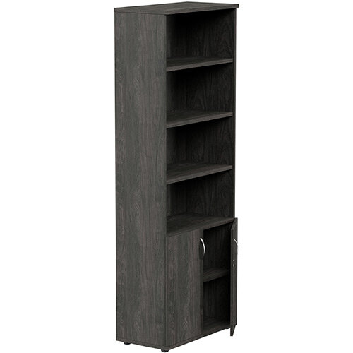 Tall Cupboard Part-Open Lockable Bottom Doors W800xD420xH2210mm Carbon Walnut Kito Tall Cupboard Part-Open Lockable Bottom Doors W800xD420xH2210mm Carbon Walnut Kito