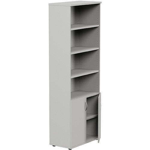 Tall Cupboard Part-Open Lockable Bottom Doors W800xD420xH2210mm Grey Kito Tall Cupboard Part-Open Lockable Bottom Doors W800xD420xH2210mm Grey Kito