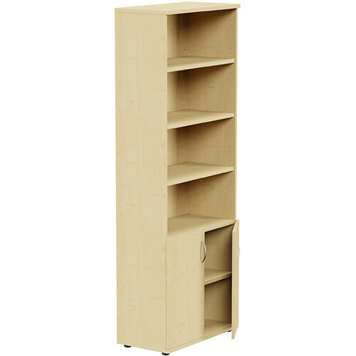 Tall Cupboard Part-Open Lockable Bottom Doors W800xD420xH2210mm Maple Kito Tall Cupboard Part-Open Lockable Bottom Doors W800xD420xH2210mm Maple Kito
