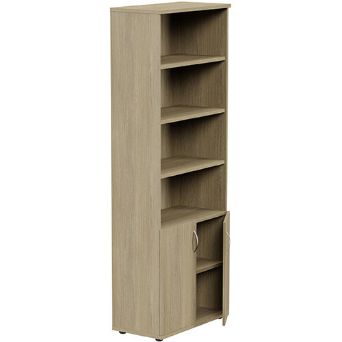 Tall Cupboard Part-Open Lockable Bottom Doors W800xD420xH2210mm Urban Oak Kito Tall Cupboard Part-Open Lockable Bottom Doors W800xD420xH2210mm Urban Oak Kito