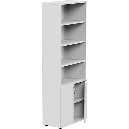 Tall Cupboard Part-Open Lockable Bottom Doors W800xD420xH2210mm White Kito Tall Cupboard Part-Open Lockable Bottom Doors W800xD420xH2210mm White Kito