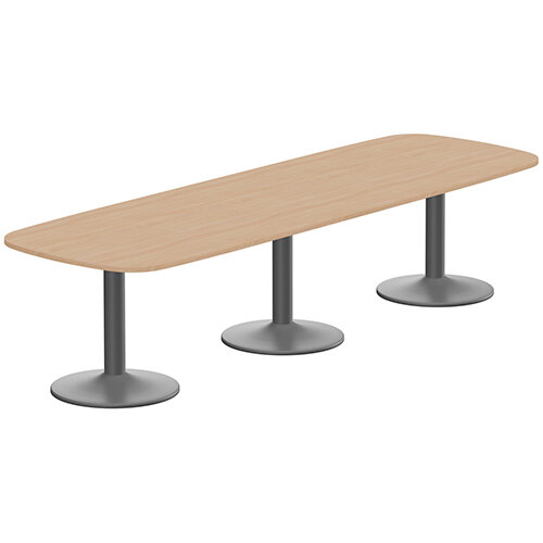 Kito W3200mmxD1200mm Beech Rounded Edge Rectangular Boardroom Table With Anthracite Triple Cylinder Base - 10-12 Person Seating Capacity Kito W3200mmxD1200mm Beech Rounded Edge Rectangular Boardroom Table With Anthracite Triple Cylinder Base - 10-12 Person Seating Capacity