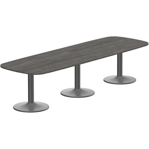 Kito W3200mmxD1200mm Carbon Walnut Rounded Edge Rectangular Boardroom Table With Anthracite Triple Cylinder Base - 10-12 Person Seating Capacity Kito W3200mmxD1200mm Carbon Walnut Rounded Edge Rectangular Boardroom Table With Anthracite Triple Cylinder Base - 10-12 Person Seating Capacity