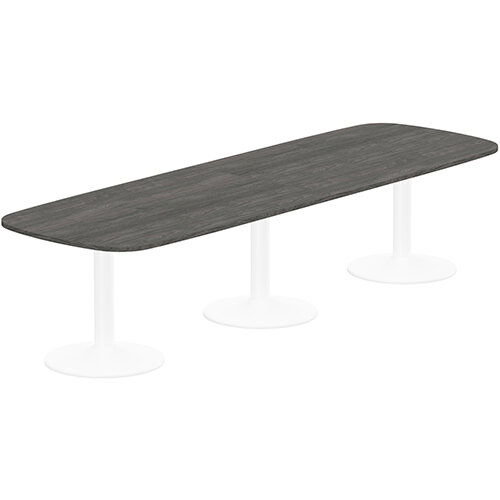Kito W3200mmxD1200mm Carbon Walnut Rounded Edge Rectangular Boardroom Table With White Triple Cylinder Base - 10-12 Person Seating Capacity Kito W3200mmxD1200mm Carbon Walnut Rounded Edge Rectangular Boardroom Table With White Triple Cylinder Base - 10-12 Person Seating Capacity