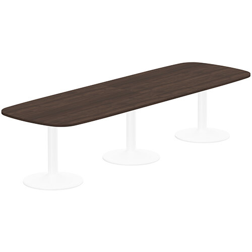 Kito W3200mmxD1200mm Dark Walnut Rounded Edge Rectangular Boardroom Table With White Triple Cylinder Base - 10-12 Person Seating Capacity Kito W3200mmxD1200mm Dark Walnut Rounded Edge Rectangular Boardroom Table With White Triple Cylinder Base - 10-12 Person Seating Capacity