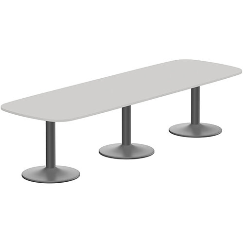 Kito W3200mmxD1200mm Grey Rounded Edge Rectangular Boardroom Table With Anthracite Triple Cylinder Base - 10-12 Person Seating Capacity Kito W3200mmxD1200mm Grey Rounded Edge Rectangular Boardroom Table With Anthracite Triple Cylinder Base - 10-12 Person Seating Capacity