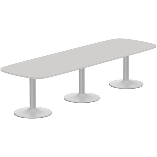 Kito W3200mmxD1200mm Grey Rounded Edge Rectangular Boardroom Table With Silver Triple Cylinder Base - 10-12 Person Seating Capacity Kito W3200mmxD1200mm Grey Rounded Edge Rectangular Boardroom Table With Silver Triple Cylinder Base - 10-12 Person Seating Capacity