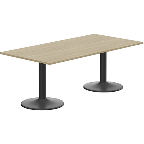 Kito W2000mmxD1000mm Urban Oak Rectangular Boardroom Table With Black Double Cylinder Trumpet Base