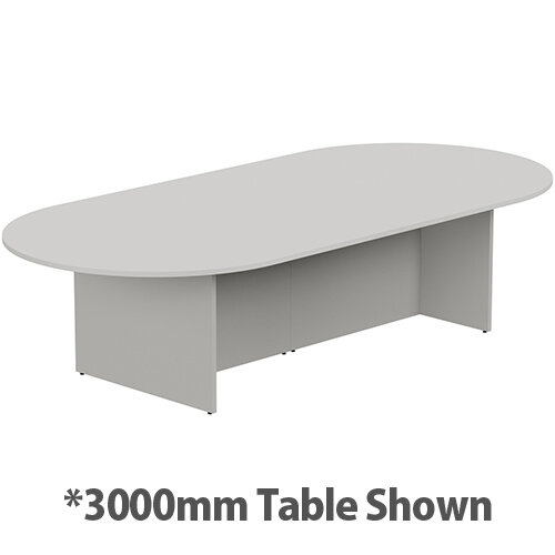 Kito W6000mmxD1400mm Grey D-End Boardroom Table With Panel Leg Base - 16-18 Person Seating Capacity