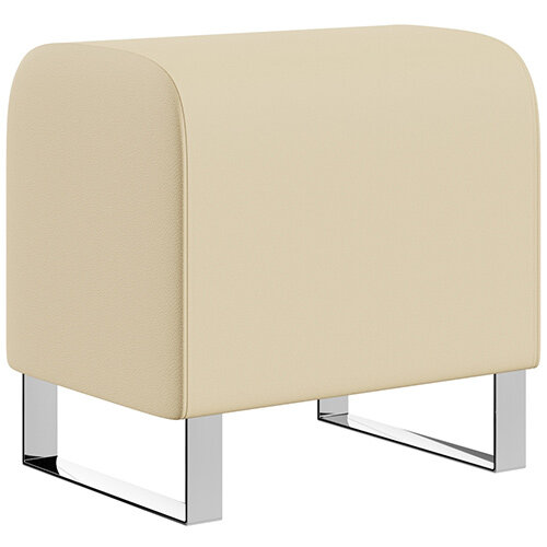 SIGMA MODULAR Soft Seating Pouffe With Cantilever Chrome Legs - Genuine Leather Upholstery SIGMA MODULAR Soft Seating Pouffe With Cantilever Chrome Legs - Genuine Leather Upholstery