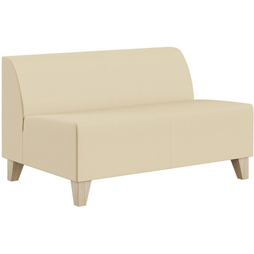 SIGMA MODULAR Soft Seating 2 Seater Unit With Trapezoid Wooden Legs - Genuine Leather Upholstery SIGMA MODULAR Soft Seating 2 Seater Unit With Trapezoid Wooden Legs - Genuine Leather Upholstery