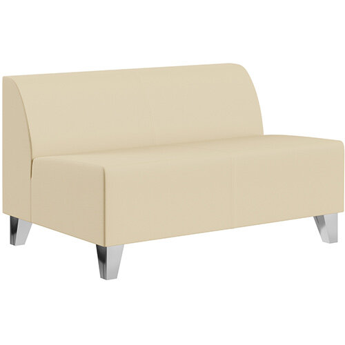 SIGMA MODULAR Soft Seating 2 Seater Unit With Trapezoid Chrome Effect Legs - Genuine Leather Upholstery SIGMA MODULAR Soft Seating 2 Seater Unit With Trapezoid Chrome Effect Legs - Genuine Leather Upholstery